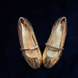 Fancy Gold Flats Shoes